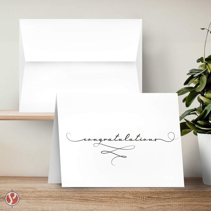 S Superfine Printing Congratulations Greeting Cards and Envelopes â€“ Congrats Class of 2025 Graduation, Wedding, Engagement, Job Promotion, Baby Shower and Celebration Success Achievement â€“ 4.25" x 5.5" â€“ 25 per Pack - Image 4